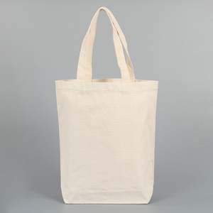 Sacs de shopping en toile de coton blanc uni réutilisables bon marché avec logo personnalisé en gros - Product Image 4