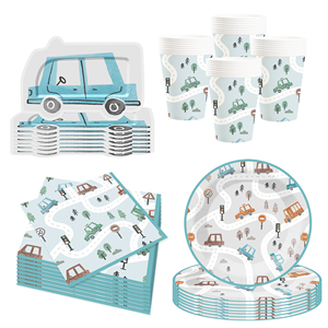 Vajilla Personalizada DAMAI para Fiestas, Juego de Vajilla con Temática de Autos, Juego de Vajilla Desechable de Papel para Fiestas de Cumpleaños Infantiles - Product Image 4