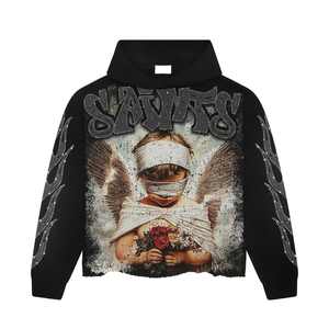 Sudadera con Capucha Unisex Personalizada con Logotipo, 100% Algodón, Tejido Grueso de 350g, Estilo Regular, con Pedrería, Estampado Gráfico, para Otoño - Product Image 2