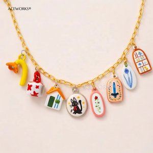 Tiny Home Anthology | 18K PVD Gold Plated Stainless Steel Hand Painted Pendant House, Pet & Daily Life Charms for Jewelry Making - Product Image 6
