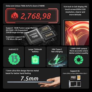 Bmax แท็บเล็ตบัส <span class=keywords><strong>I11</strong></span>พลัส8GB + 256GB 10.4 inch Android 13 OS unisoc T606 OCTA core รองรับซิมคู่4G เน็ตเวิร์กพีซี - Product Image 3