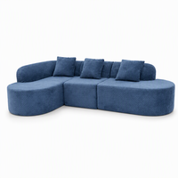 Canapé chaise longue incurvé en chenille compressée sans structure, moderne, trois places, en forme de U, éco-responsable, pour salon ; OEM