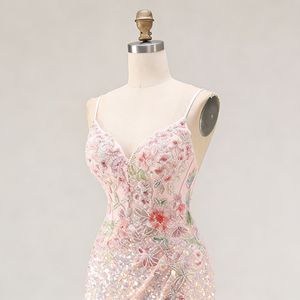 Vestidos <span class=keywords><strong>de</strong></span> Fiesta Largos <span class=keywords><strong>de</strong></span> Satén <span class=keywords><strong>Rosa</strong></span> Elegantes Estilo Sirena OEM sin Mangas con Diseño <span class=keywords><strong>de</strong></span> Flores 3D y Lentejuelas, Cintura Natural, Estilo Maternidad - Product Image 4