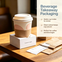 Porte-gobelet individuel en papier blanc personnalisé, accepte les commandes d'échantillons, boîte en papier recyclable pour café et boissons à emporter