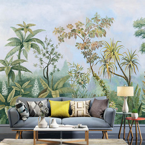 Feuilles tropicales foncées feuille photo papier peint botanique peler et coller papier peint pour salon <span class=keywords><strong>chambre</strong></span> décor - Product Image 1