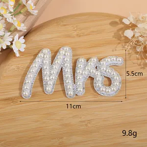 In Stock MRS sposa pupa patch di perle lettere toppe bianche per i vestiti