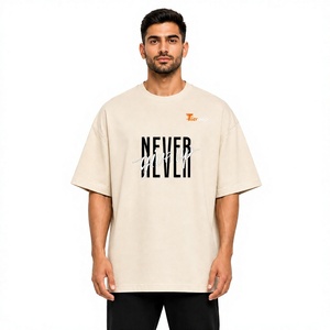 T-shirts oversize pour hommes, mode hip-hop, 100% coton, tissu lourd 220g, manches courtes, col rond, coupe urbaine, séchage rapide, respirant - Product Image 1