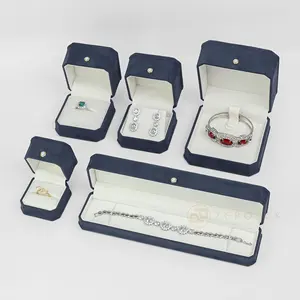 Großhandel Schmuckschatulle Lager wildleder Schmuckverpackung Ring Ohrring Armband Halskette Schmuckschatulle Kunstleder