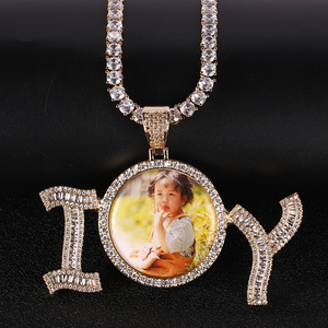 Nuovissimo Ciondolo Hip Hop con Foto e Scritta '<span class=keywords><strong>Ti</strong></span> <span class=keywords><strong>Amo</strong></span>' Creativo Fai-da-Te Cornice Portafoto Gioiello <span class=keywords><strong>Bellissimo</strong></span> Stile Europeo e Americano - Product Image 2