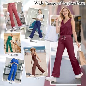 Pantalones de Trabajo FOXA de Pierna Recta para Mujer, Cintura Media, Estilo Cargo con 7 Bolsillos, Cordón Ajustable, Transpirables, Corte Casual - Product Image 6