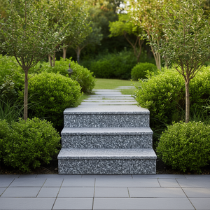 Escalones de Granito Gris Rosado 18x300x1000, Peldaños de Piedra Natural, Superficie Pulida y Flameada, Duraderos para Interiores y Exteriores - Product Image 2