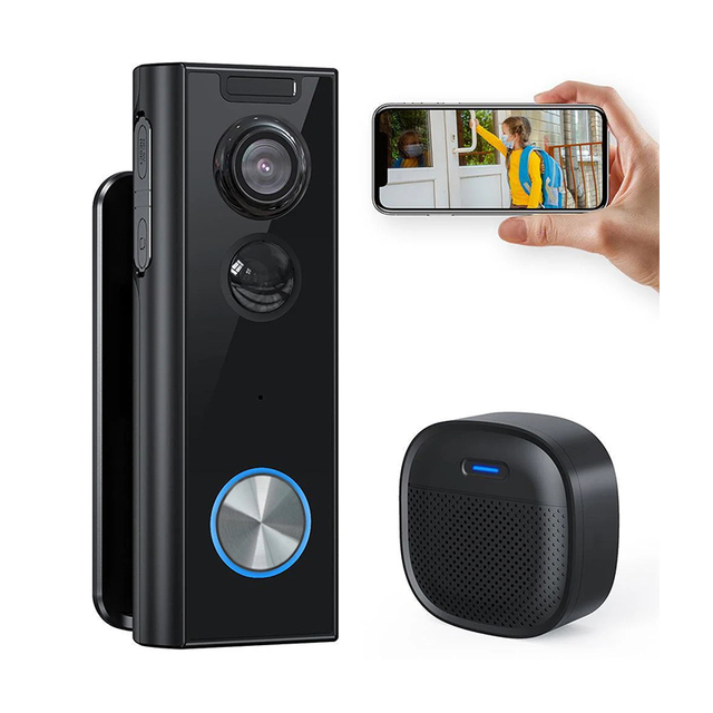 Wireless 1080p HD Ring Doorbell Camera Waterproof with Night Vision 2.4GHz WiFi Frequency Chime Cover for Outdoor Intercom Use