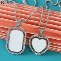 Colliers pendentifs rotatifs double face en alliage de zinc vierge pour sublimation, en forme de cœur, pour impression par transfert thermique de logo, photo, bijoux, cadeau