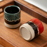 Tasse à café en céramique vintage effet four, couleur unie, luxe discret, pour couple, idéale pour le latte art et le petit-déjeuner
