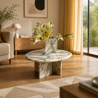 Table Basse Ovale Moderne en Marbre Calacatta Violet Naturel, Écologique, Durable, Unique, avec Veinage Violet et Noir, pour Salon