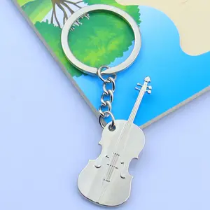 מחזיק מפתחות מתכת רטרו מוסיקה כינור אופנה יצירתית מחזיק מפתחות מתכת הדפסת לוגו מותאם אישית מחזיק מפתחות סגסוגת פרסום
