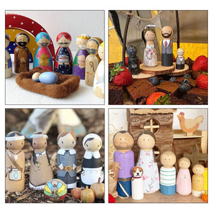Figurines en bois 50 pièces couleur bois naturel pour projets d'artisanat DIY et projets artistiques pour enfants, ensemble en boîte - Product Image 5