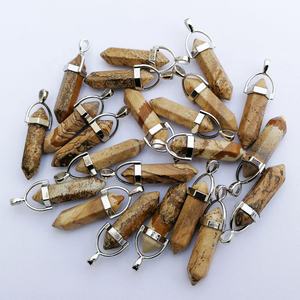 Nature Pierre Perle Pendentifs Bijoux Charmes Hexagonal Pointu Guérison Reiki Chakra <span class=keywords><strong>Pendule</strong></span> Pour DIY Pendentif Collier Fabrication - Product Image 5