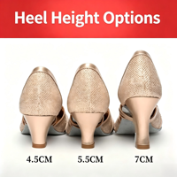 Chaussures de danse latine à paillettes bronze pour femmes, à bride en T, bout fermé, talons hauts, semelle souple en daim, pour Salsa, Tango, Danse de salon et Soirées