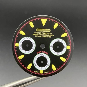 Cadran de montre Mod émaillé ou à effet soleil, triple chronographe, 29,5 mm, vert lumineux, compatible avec le mouvement VK63 - Product Image 3