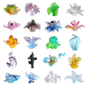 Tappi per Bottiglie di Vino e Profumo in Vetro Cristallo Pâte de Verre Serie Floreale, Statuette Decorative da Tavolo, Regalo - Product Image 2