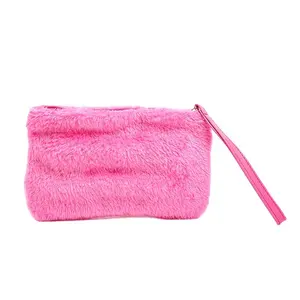 BSCI ISO Sedex FAMA rifornimento all'ingrosso della fabbrica pelliccia personalizzata trucco rosa personalizzato <span class=keywords><strong>borsa</strong></span> da viaggio con cerniera <span class=keywords><strong>borsa</strong></span> cosmetica per donna - Product Image 1