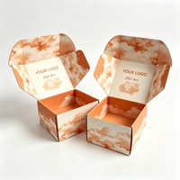 Boîte d'expédition personnalisée orange pour cadeaux, en carton ondulé, avec impression nuage, empilable et pliable, pour chapeaux et vêtements