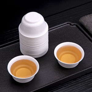 Gobelet à thé <span class=keywords><strong>Kung</strong></span> <span class=keywords><strong>Fu</strong></span> jetable de 50 ml en pulpe de canne à sucre, gobelet en papier épaissi biodégradable pour la dégustation - Product Image 6