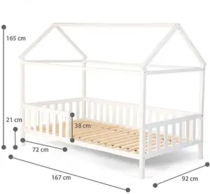 木製キッズシングルベッドフレームハウス子供用ベッドルーム家具、ルーフキャノピー、幼児用ベッド、女の子とB用のシングルベッドフレーム