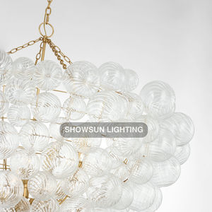 현대 샹들리에 거실 교수형 빛 빌라 라운드 유리 샹들리에 - Product Image 4