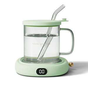 OIDIRE Smart <b>Heating</b> Coaster 55C Constant Temperature Glass Mug Warmer With <b>USB</b> Power And Digital Display For Office Home Use - Product Image 1