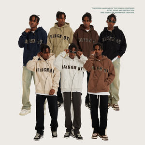 All'ingrosso giacca con cappuccio in pile polare con cerniera a forma di cerniera personalizzata con Logo Streetwear produttori di <span class=keywords><strong>abbigliamento</strong></span> - Product Image 3