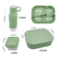 Meilleures ventes - Contenants de stockage alimentaire en silicone avec logo imprimé, hermétiques, anti-fuite, sans BPA, ensemble de boîtes à lunch avec bouteille d'eau