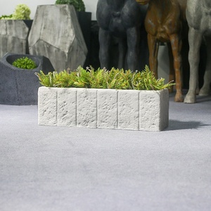 Jardinière rectangulaire autoportante en fibre de verre de style nordique pour extérieur, design <span class=keywords><strong>imitation</strong></span> <span class=keywords><strong>pierre</strong></span> extra-large - Product Image 6