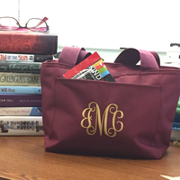 Sac isotherme réutilisable en polyester avec motif brodé monogramme tendance en gros