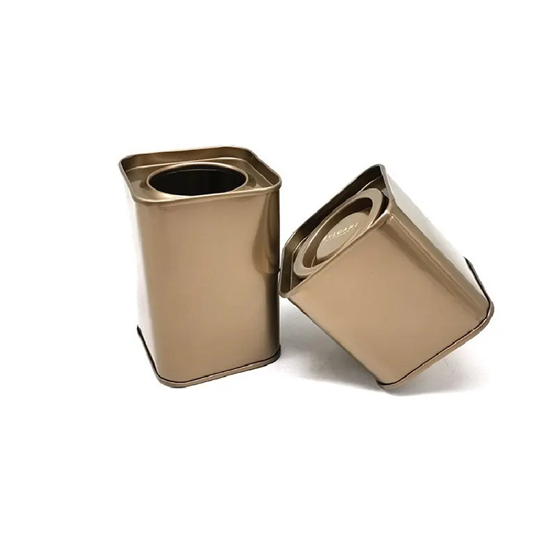 Bote de lata de té hermético cuadrado de diseño personalizado, caja de embalaje de impresión de grado alimenticio, latas de té de metal verde redondas selladas vacías
