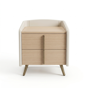 Elegante y Contemporáneo Mueble de Noche Resistente de Madera Maciza Ecológica con 2 Cajones de Almacenamiento para Dormitorio, Apartamento Pequeño, Interior de Hotel - Product Image 1