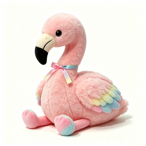 Peluche de Flamenco Rosa Personalizado, Juguete de Peluche de Flamenco con Alas de Arcoíris, Relleno de Algodón PP, Lindo Lazo de Cinta Degradado, Unisex para Bebés - Product Image 4