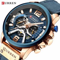 Curren 8329 Erkekler için Kuvars Saat Deri Kayış Su Geçirmez Aydınlık Takvim Büyük Kadran Günlük İş Spor Moda Saat