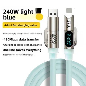 Cable de carga 5 en 1 de alta calidad al por mayor de fábrica, cable de carga USB retráctil de 1.2 m, cargador de coche con cable retráctil - Product Image 1