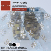 Tissu en dentelle suisse bleu 20D respirant 19 g/m² ultra-fin 100 % polyester pour jupe, vêtement, tulle doux imprimé effet soie