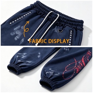 <span class=keywords><strong>Pantalon</strong></span> <span class=keywords><strong>de</strong></span> survêtement <span class=keywords><strong>homme</strong></span> vintage <span class=keywords><strong>blanc</strong></span> vieilli taille haute jambe large 100% coton épais anti-boulochage imprimé graphique streetwear - Product Image 2