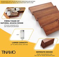 Organisateur d'épices en bois d'acacia pour cuisine, plateau de rangement pour tiroir à épices avec 28 bocaux pour armoires de cuisine