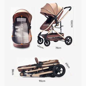 Passeggino di Lusso Pieghevole Portatile, Carrozzina da Viaggio Reversibile Bidirezionale, Passeggino per Bambini Quattro Stagioni con Seduta Alta - Product Image 4