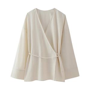 Conjuntos informales <span class=keywords><strong>de</strong></span> 2 piezas <span class=keywords><strong>para</strong></span> el hogar <span class=keywords><strong>para</strong></span> mujer, camisas <span class=keywords><strong>de</strong></span> manga larga con solapa, <span class=keywords><strong>traje</strong></span> elegante <span class=keywords><strong>para</strong></span> mujer, pantalones <span class=keywords><strong>de</strong></span> pierna ancha con cordón suelto <span class=keywords><strong>de</strong></span> primavera 2024 - Product Image 3