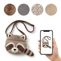 Nouveauté Sac bandoulière en forme de tête de raton laveur, doux et duveteux, avec queue rayée, sangle réglable, pour enfant, accessoire quotidien