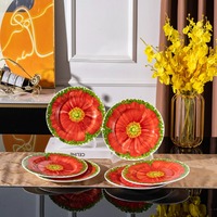 Groothandel tropische bloemen ecologisch verantwoorde niet-toxische porseleinen serviezen met aangepast logo, moderne Amerikaanse stijl