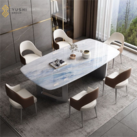 Yushi Group ensemble de meubles de salle à manger moderne de luxe 6-8 places maison salle à manger avec table en marbre chaise en verre pour appartement