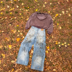Clothing Custom High Quality Denim Jacket and Jeans <b>Pants</b> 2 Piece Set Hand Painted Vintage Wash Distressed Jeans Denim Set Men - Product Image 4