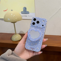 Coque de téléphone portable IMD motif léopard avec support miroir pour iPhone 17 16 15 Pro Max Air, support mignon dessin animé, étui de protection